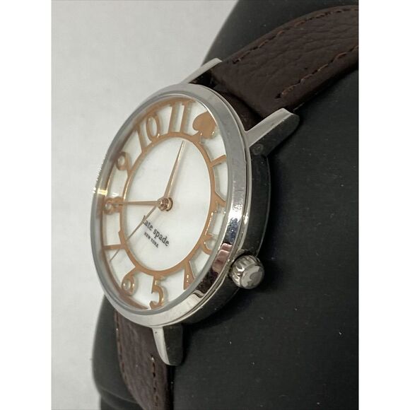 Kate Spade New York 0782 Women Brown Leather White Analog Dial Wrist Watch XX611 - Picture 4 of 12